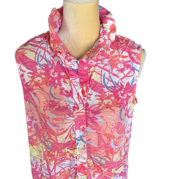 Tango Mango Pink Peach NEW NWT Wire Collar Tunic Top Size Large - Picture 2 of 10